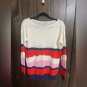 Madewell Blockstop Oversized Boatneck Colorblock Sweater 100% Linen medium